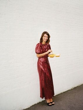 RIXO x Laura Jackson Daisy Velvet Dress Sequined Size XL NWT